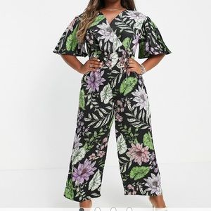 Wrap tropical jumpsuit